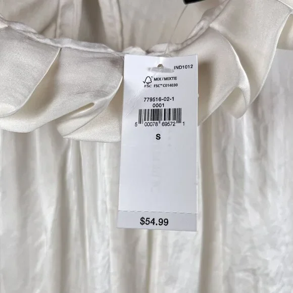 NWT Banana Republic Fast Long Sleeve Ruffle Neck Snow Day Blouse Sz Small - Picture 6 of 6